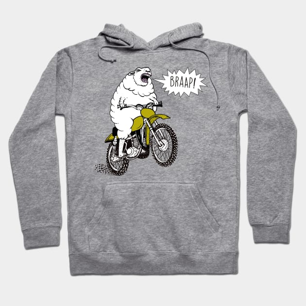 Braap Motorcycle Biker Lamb Tasty MotorManiac Hoodie by MotorManiac